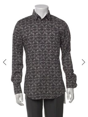Men's Long-Sleeve Patterned Shirt - Charcoal Gray by Dolce&Gabbana